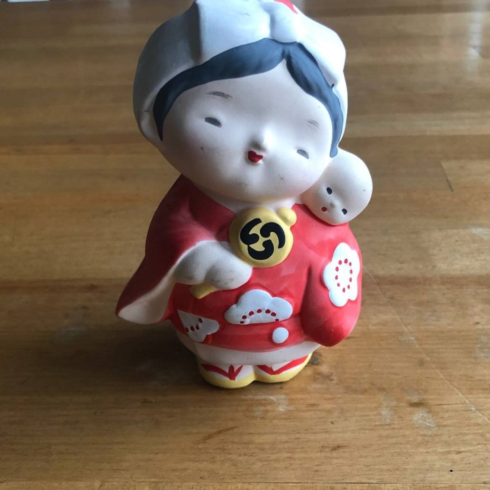 Figurine 4.5” Mother & Baby Japanese Hakata Doll - Picture 3 of 7